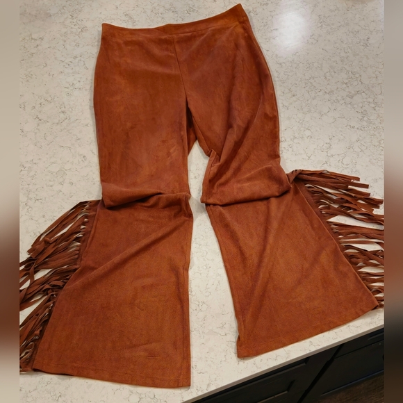 Rust Fringe Flare Pants Size large - Picture 3 of 8